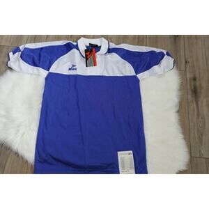 NWOT Rare Y2K MITRE Colorblock Blue White Soccer Polo Adult Men's Medium SAMPLE